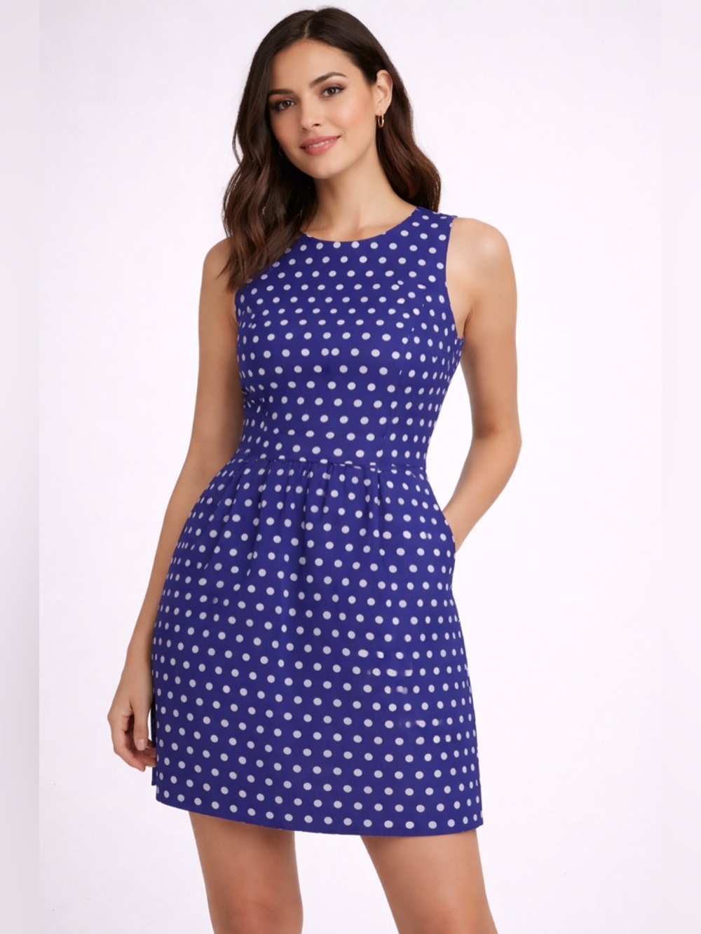 J Crew Dress size 2  polka dot Navy and Silver